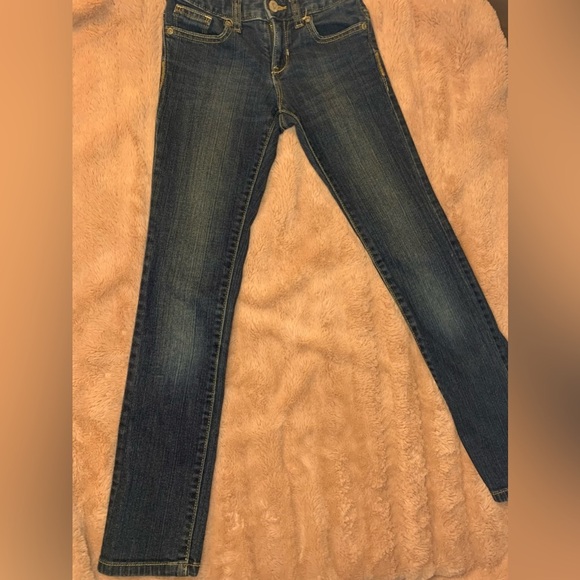 Old Navy Girls Size 8 Adjustable Waist Dark Wash  Skinny Jeans School Clothes - Picture 4 of 6